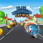 Blue Mushroom Cat Run - free online game